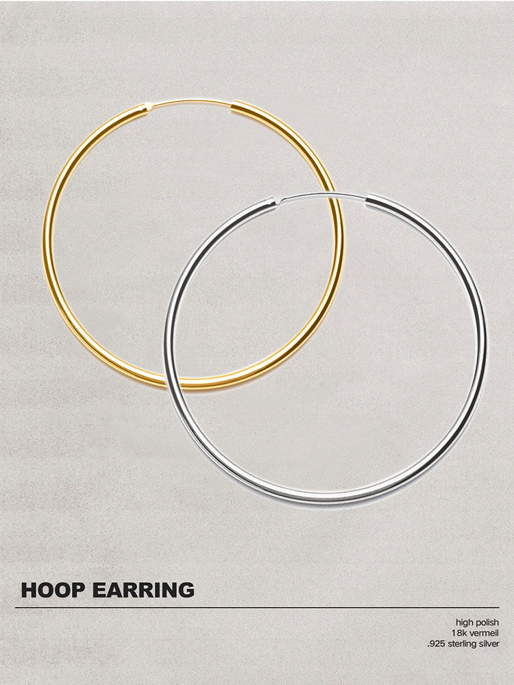 CnHnOn Fat Store S925 Silver Needle Classic Retro 90s Extra Large Thin Hoop Earrings