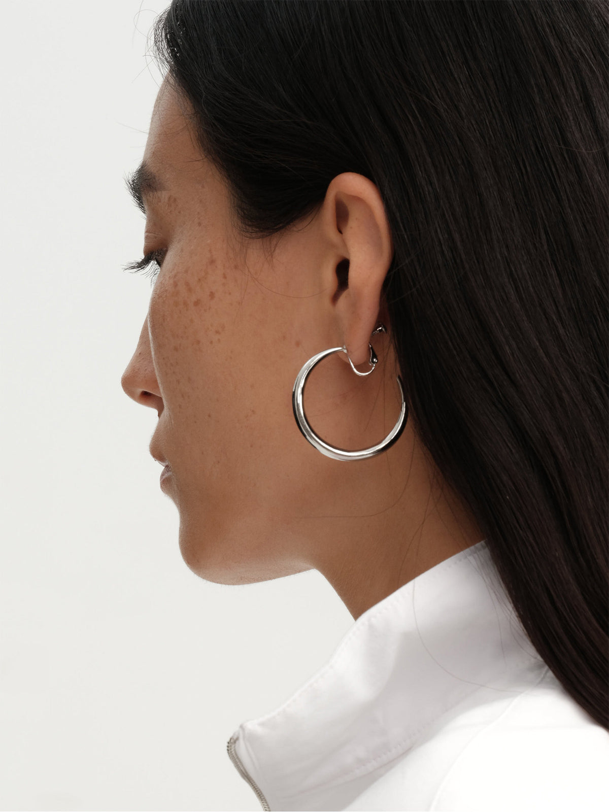 Urban Minimalist Classic Polished Crescent Moon Large Hoop Earrings (Clip-On and Pierced Options)