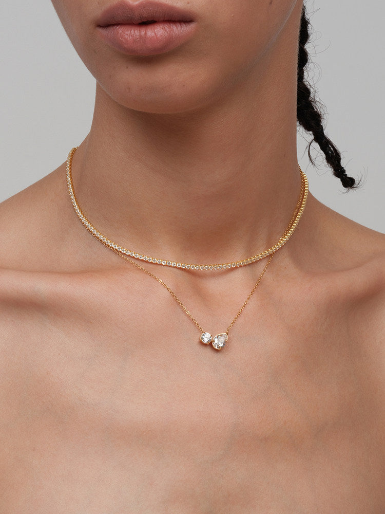 CnHnOn Fat Store Water Drop Round Diamond 5A Zirconia Minimalist European and American High-End Collarbone Necklace
