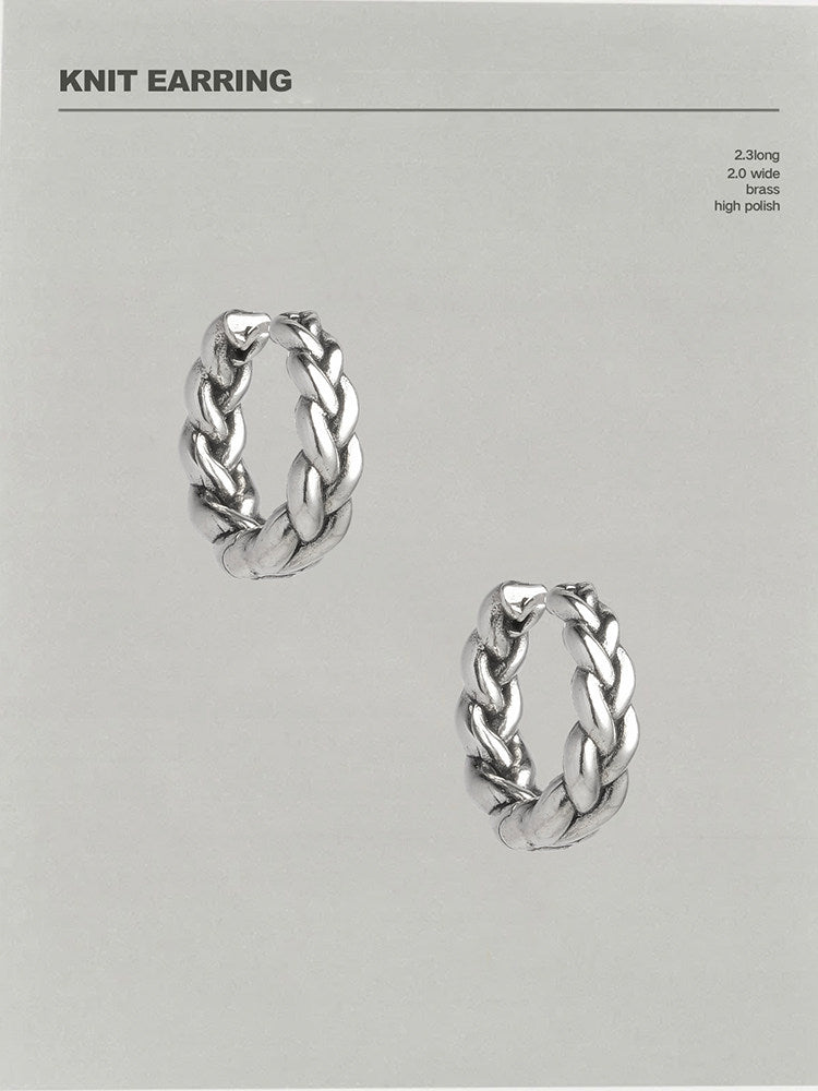 Handwoven Chunky Twist Earrings in Antique Silver Finish