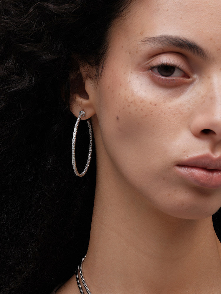 CnHnOnFat Store – Versatile Shiny Zircon-Studded Slim Large Hoop Earrings