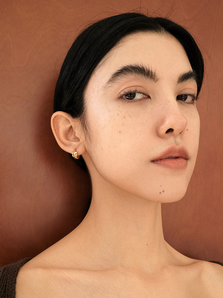 Mini Leaf Delicate Small Leaf-Shaped French Texture Stud Earrings