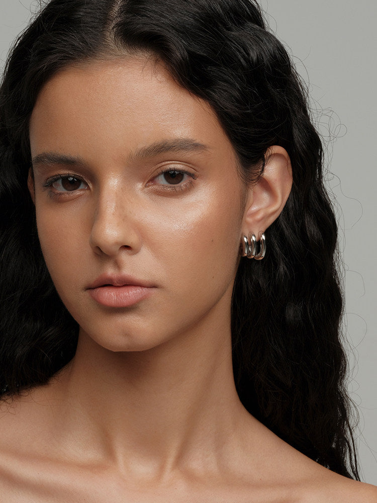 CnHnOn Fat Store High-Color Fashion Minimalist Triple Ring Hollow Hoop Earrings