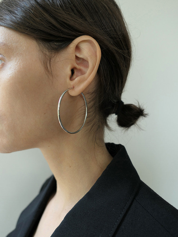 CnHnOn Classic Minimalist Sterling Silver Thin Hoop Earrings